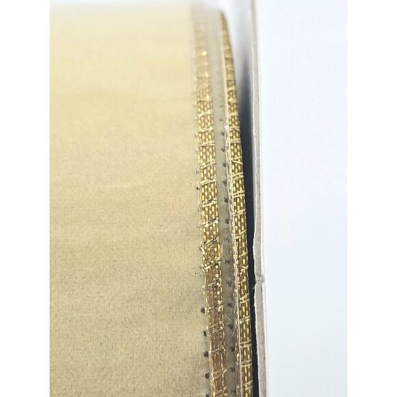 3- Ivory 4in Velvet Ribbon with Gold Backing 10yd The Ribbon Resource May Arts - Picture 11 of 12